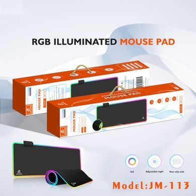 Килимок для миші 300*800мм з&nbsp;яскравим RGB-підсвічуванням JEQANG JM-113 Чорний