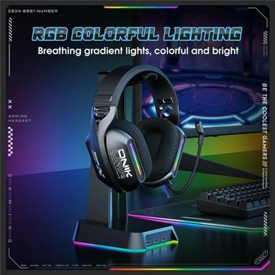 Навушники ігрові безпровідні ONIKUMA GT808 з мікрофоном і RGB-підсвіткою Чорний 58370