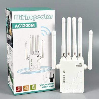 Ретранслятор підсилювач WiFi сигналу AC1200M 2.4G-5G, швидкість до 866Mbps Білий 61095
