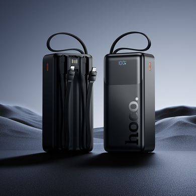 Павербанк зі швидкою зарядкою 22.5Вт та кабелями 30000mAh HOCO J156B USB + Type-C Чорний