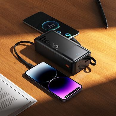 Павербанк зі швидкою зарядкою 22.5Вт та кабелями 30000mAh HOCO J156B USB + Type-C Чорний
