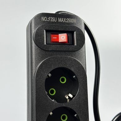 Мережевий подовжувач 6м на 5 розеток + 3USB + Type-C UA Power F25U мережевий фільтр з USB 63260