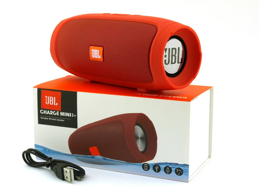 Портативна бездротова Bluetooth колонка павербанк з MicroSD-картою пам'яті, FM-Radio JBL Charge Mini 3+ Червоний