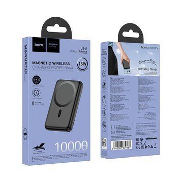 Павербанк зі швидкою 20W та безпровідною зарядкою MagSafe 10000mAh HOCO J141 |1Type-C, PD20W| Чорний