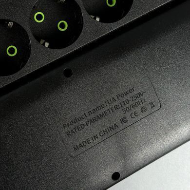 Подовжувач мережевий переноска 2м на 10 розеток + 4USB + 2Type-C UA Power F35U Чорний 63266