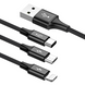 Кабель 3в1 для зарядки телефону MicroUSB + TypeC + Lightning 3-in-1BASEUS Combo Rapid Series |1.2м 3A| Чорний