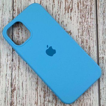 Силіконовий Чохол на iPhone 12 Pro Max 6.7" із закритим низом Silicone Case 100% Голубий