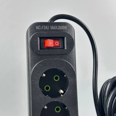 Мережевий подовжувач 6м на 4 розетки + 3USB + Type-C UA Power F24U мережевий фільтр з USB 65687