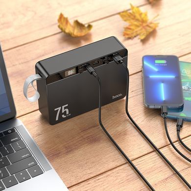 Павербанк повербанк 75000mAh HOCO J94 Overlord Швидка зарядка QC3.0, PD20W 3USB/1Type-C Чорний