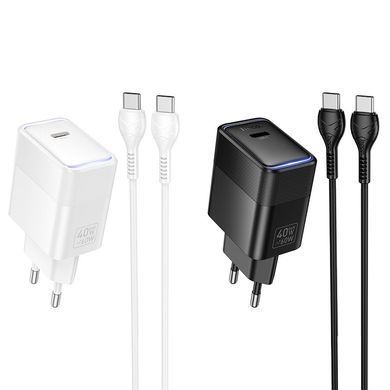Зарядка з швидкою зарядкою 40W зарядний пристрій з кабелем Type-C HOCO CS113A швидка зарядка для телефона
