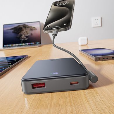 Павербанк 10000mAh зі швидкою зарядкою 22.5W та кабелем Type-C-Type-C HOCO J170 2Type-C, 1USB Сірий