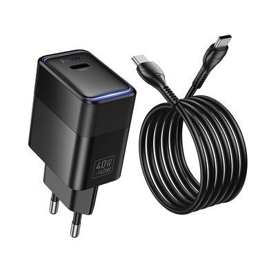 Зарядка з швидкою зарядкою 40W зарядний пристрій з кабелем Type-C HOCO CS113A швидка зарядка для телефона