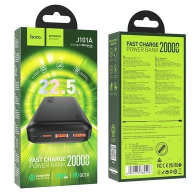 Павербанк повербанк із швидкою зарядкою 20000mAh HOCO J101A 2USB/Type-C, 22.5W Чорний