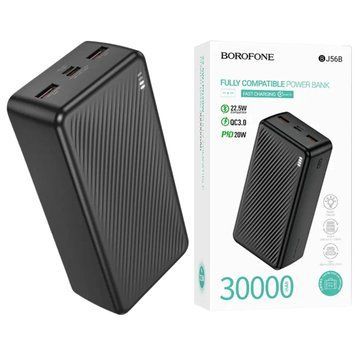 Павербанк повербанк 30000mAh зі швидкою зарядкою 22.5W BOROFONE BJ56B 2USB, 1Type-C Чорний