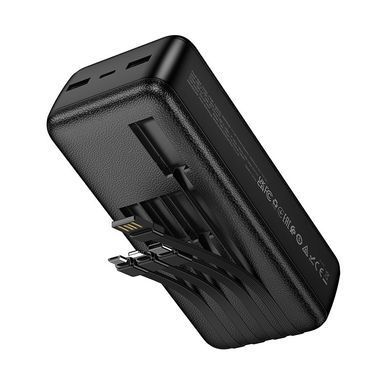Павербанк 30000mAh з вбудованими кабелями HOCO J163B 2USB Чорний