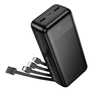 Павербанк 30000mAh з вбудованими кабелями HOCO J163B 2USB Чорний