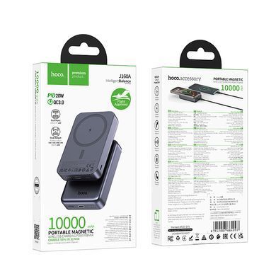 Павербанк 20Вт із зарядкою MagSafe 10000mAh HOCO J160A Type-C Сірий