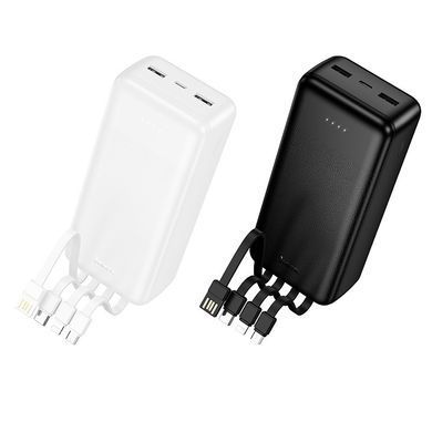 Павербанк 30000mAh з вбудованими кабелями HOCO J163B 2USB Чорний