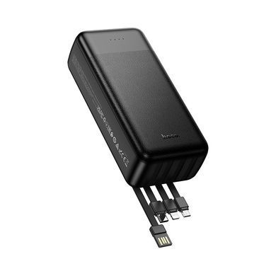 Павербанк 30000mAh з вбудованими кабелями HOCO J163B 2USB Чорний