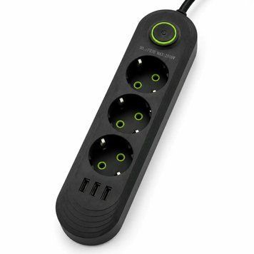 Подовжувач мережевий переноска 4м на 3 розетки + 3USB UA Power F03U мережевий фільтр з USB 45295