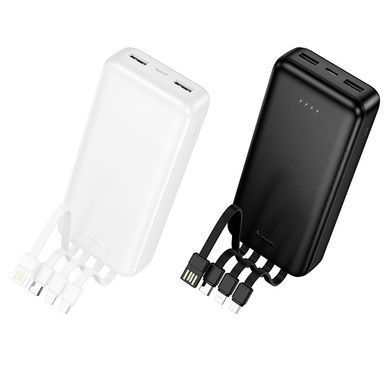 Павербанк 20000mAh з вбудованими кабелями HOCO J163A 2USB Чорний