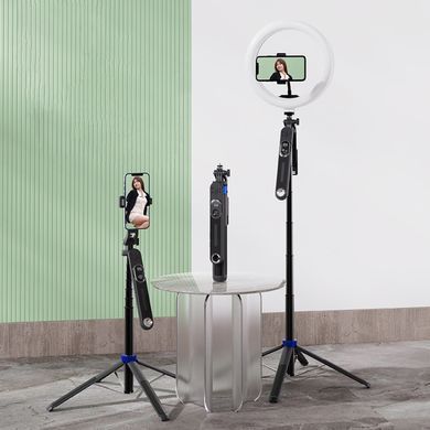 Монопод-трипод, штатив 1.8 м для телефону, Gopro, камери з пультом P515 Bluetooth, 1.8М Чорний