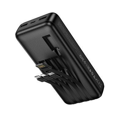 Павербанк 20000mAh з вбудованими кабелями HOCO J163A 2USB Чорний