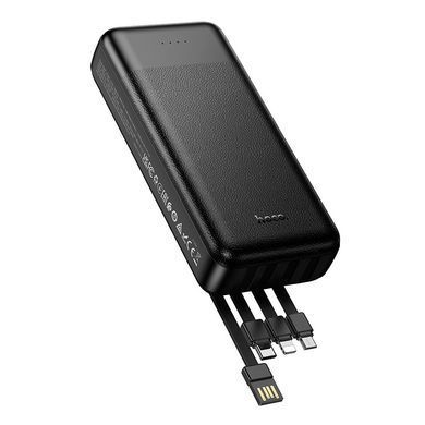 Павербанк 20000mAh з вбудованими кабелями HOCO J163A 2USB Чорний
