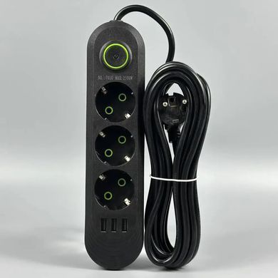 Подовжувач мережевий переноска 4м на 3 розетки + 3USB UA Power F03U мережевий фільтр з USB 45295