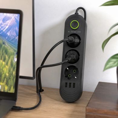 Подовжувач мережевий переноска 4м на 3 розетки + 3USB UA Power F03U мережевий фільтр з USB 45295