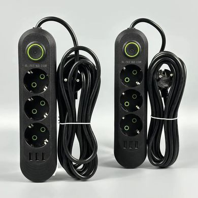 Подовжувач мережевий переноска 4м на 3 розетки + 3USB UA Power F03U мережевий фільтр з USB 45295