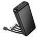 Павербанк 20000mAh з вбудованими кабелями HOCO J163A 2USB Чорний