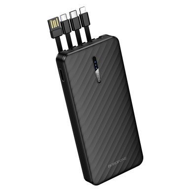 Павербанк 10000 повербанк 10000 mAh BOROFONE BJ84 повер банк 10000 power bank для роутера павер банк з кабелями чорний