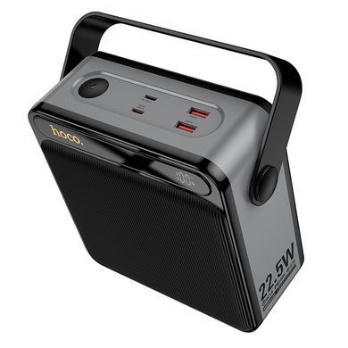Павербанк 80000mAh з ліхтарем та швидкою зарядкою 22.5Вт HOCO J161 Type-C + 2USB Чорно-сірий