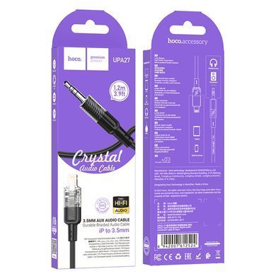 Аудіо кабель HOCO UPA27 3,5mm to Lightning/1.2М Чорний 47062