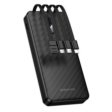 Павербанк 10000 повербанк 10000 mAh BOROFONE BJ84 повер банк 10000 power bank для роутера павер банк з кабелями чорний