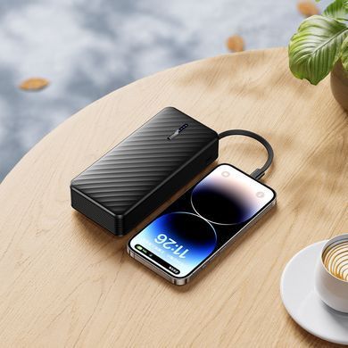 Павербанк 20000mAh з вбудованими кабелями Lightning, Type-C, Micro-USB, USB BOROFONE BJ84A 1USB Чорний