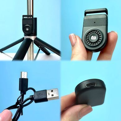 Штатив-трипод 2.2м для камери Gopro або телефону з пультом ДУ P220 Bluetooth Чорний 45586