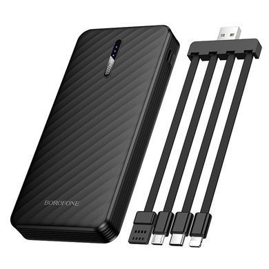 Павербанк 10000 повербанк 10000 mAh BOROFONE BJ84 повер банк 10000 power bank для роутера павер банк з кабелями чорний