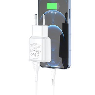 Мережевий зарядний пристрій для телефону + кабель Lightning HOCO C88A 1USB, 2.4A Чорний
