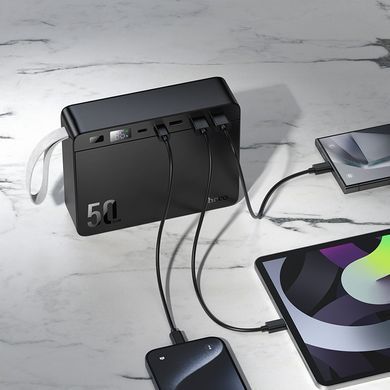 Павербанк 50000mAh зі швидкою зарядкою 22.5W та ліхтарем HOCO J166 3USB, 2Type-C Чорний