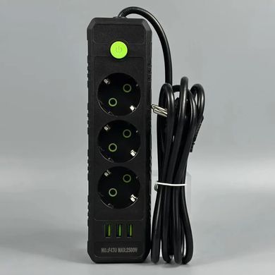 Подовжувач мережевий переноска 6м на 3 розетки + 3USB UA Power F43U мережевий фільтр з USB 48630
