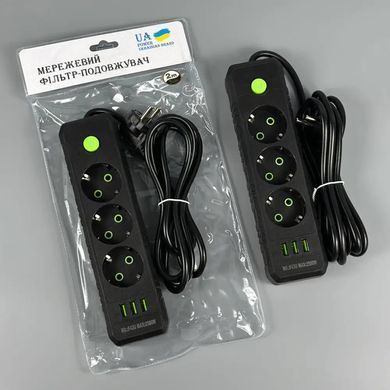 Подовжувач мережевий переноска 6м на 3 розетки + 3USB UA Power F43U мережевий фільтр з USB 48630