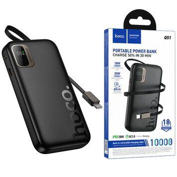 Павербанк 10000 повербанк 10000 з швидкою зарядкою PD20W HOCO Q51 power bank з кабелем Type-C павер банк 10000