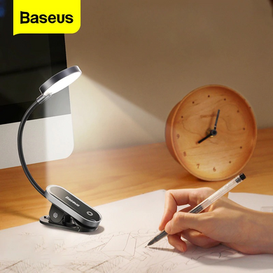 Сенсорна лампа з прищіпкою з гнучкою ніжкою для читання BASEUS Mini Clip Lamp Чорний