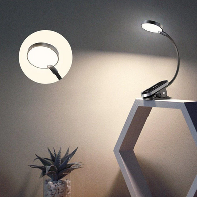 Сенсорна лампа з прищіпкою з гнучкою ніжкою для читання BASEUS Mini Clip Lamp Чорний
