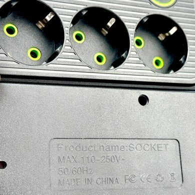 Подовжувач мережевий переноска 4 метри на 3 розетки + 4USB+1Type-C UA Power F09U Чорний 45294