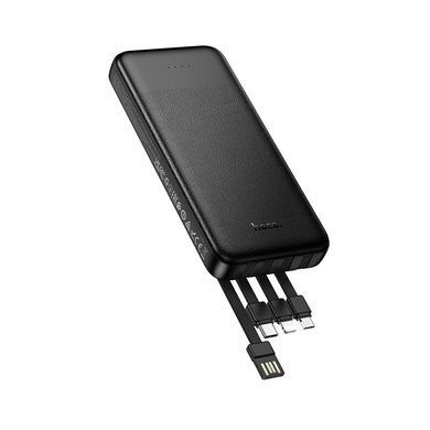Павербанк 10000 повербанк 10000 mAh HOCO J163 повер банк 10000 power bank для роутера павер банк з кабелями чорний