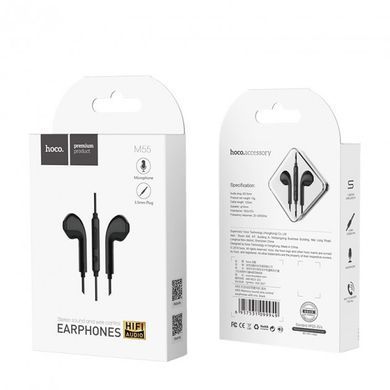 Дротові навушники вкладиші, з мікрофоном гарнітура HOCO M55 Memory sound wire with mic Чорний