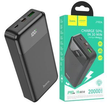 Павербанк повербанк із швидкою зарядкою HOCO J102A Cool figure PD20W+QC3.0 20000mAh USB/Type-C Чорний